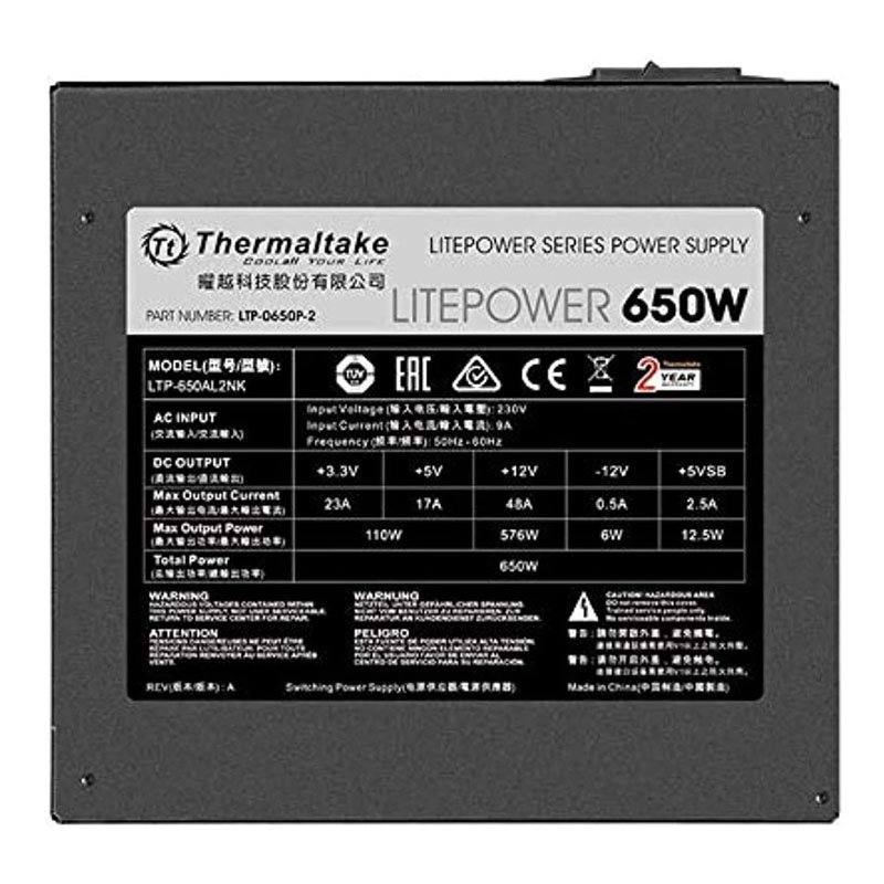 Thermaltake lite power 650w Supply - Black