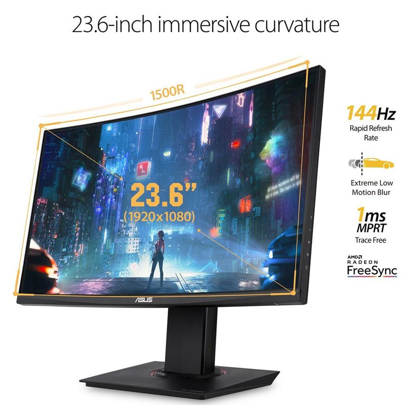 ASUS VG24VQ 23.6-Inch 144Hz FHD 1Ms Gaming Monitor img 1