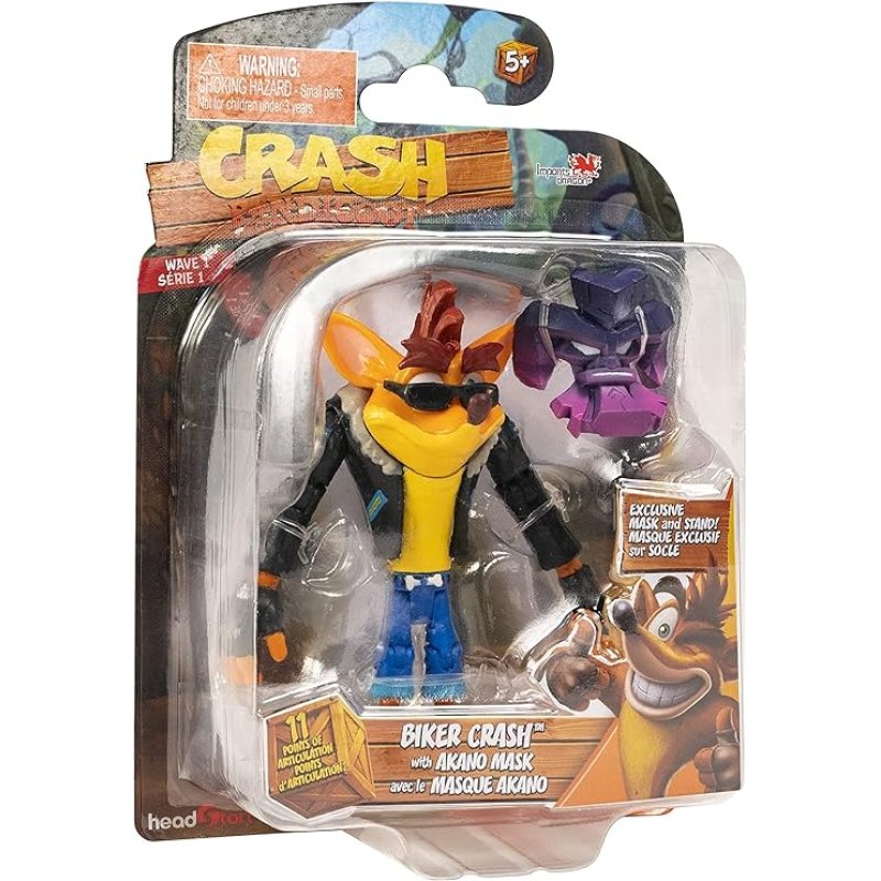 Crash Bandicoot 4.5-Inch Action Figures - Biker Crash With Akano Mask