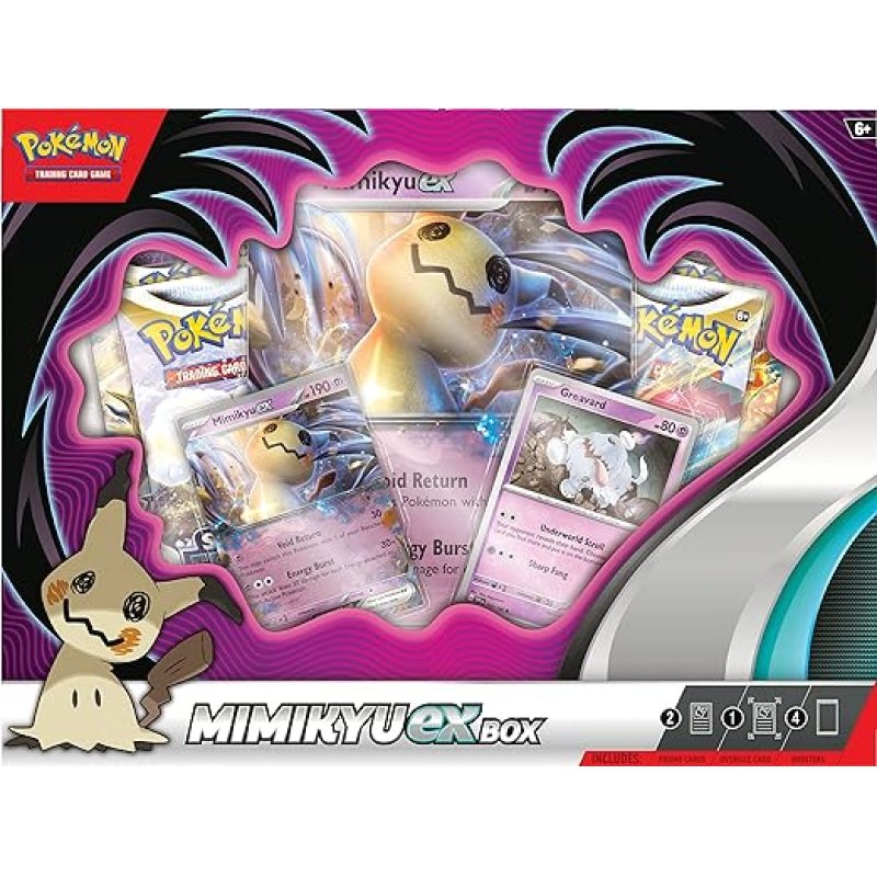 Pokémon TCG: Mimikyu ex Box (2 Foil Promo Cards, 1 Foil Oversize Card & 4 Booster Packs)