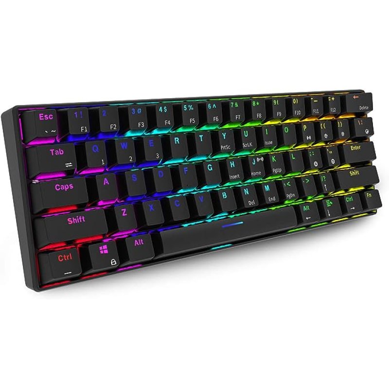 Royal Kludge 61 Usb Cable/Wireless Bluetooth 3.0RGB Lighting Led Backlight Mechanical Gaming Keyboar(Blue Switch) Rk61-01