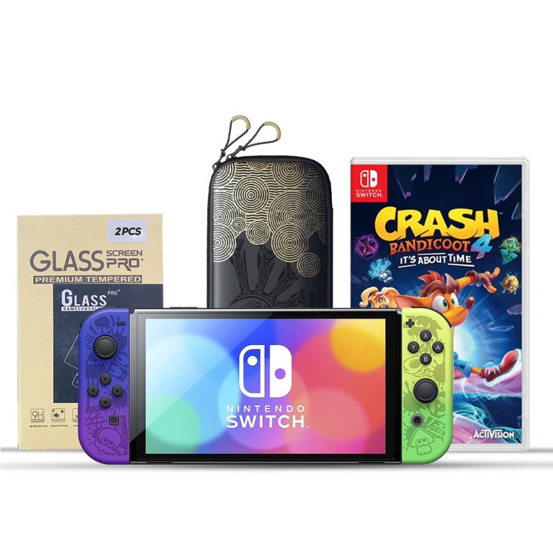 Switch Console  Oled Splatoon 3 + Game + Carring Case + Screen Protector
