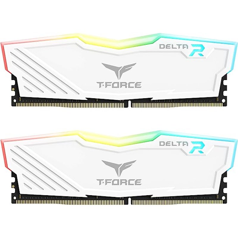 TEAMGROUP Team T-Force Delta RGB DDR4 Gaming Memory, 2 x 16 GB, 3200 Mhz, 288 Pin DIMM, White