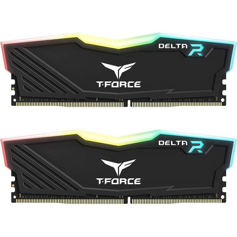 TEAMGROUP Team T-Force Delta RGB DDR4 Gaming Memory, 2 x 8 GB, 3600 Mhz, 288 Pin DIMM, Black