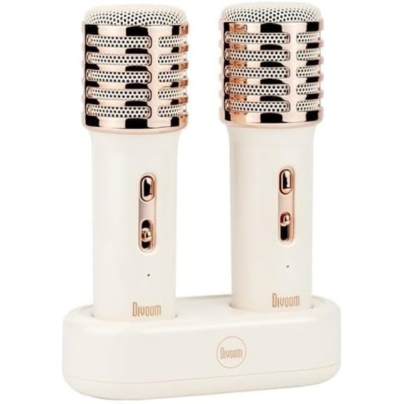 Divoom Songbird HQ 50W Bluetooth Speaker with Karaoke Dual Wireless Microphones White