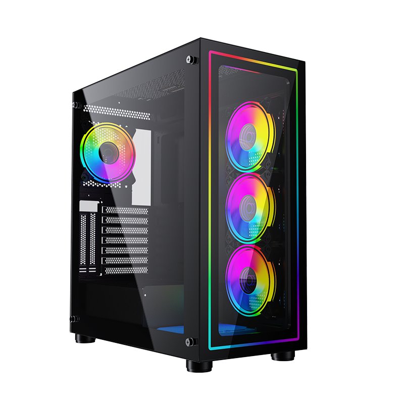 KGAMING PC CASE BLACK HD AUDIO GLASS FRONT PANEL ...