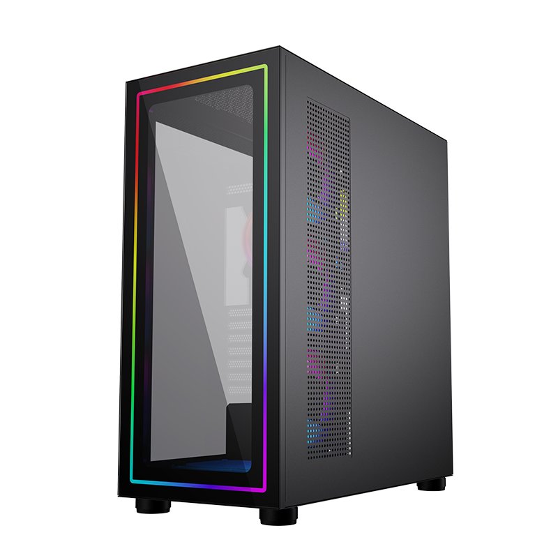 KGAMING PC CASE BLACK HD AUDIO GLASS FRONT PANEL ...