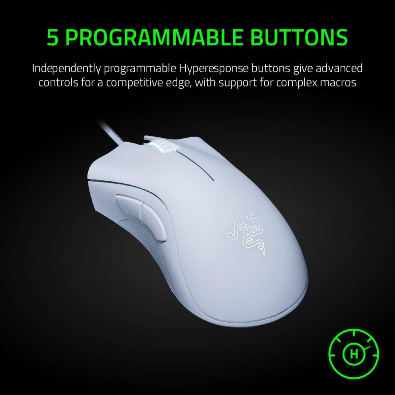 Razer Deathadder Essential Ergonomic Gaming Mouse - White