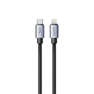 BLUPEBBLE POWERFLOW 27W USB-C TO LIGHTNING BRAIDED CABLE 1.2M BLACK