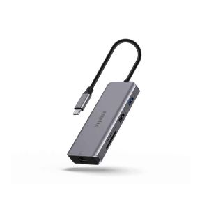 BluPebble C9 Hub Aluminum 9-in-1 Multimedia Hub Gray – HDMI, RJ45, USB-C PD, SD/TF