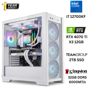 Asus GT302 Gaming PC - INTEL i7 12700KF, 4070 Ti X3 OC 12GB, 32GB 6000MT/s DDR5, 2TB M.2 SSD, ASUS Prime Z790-P, 240MM ARGB LIQUID COOLER